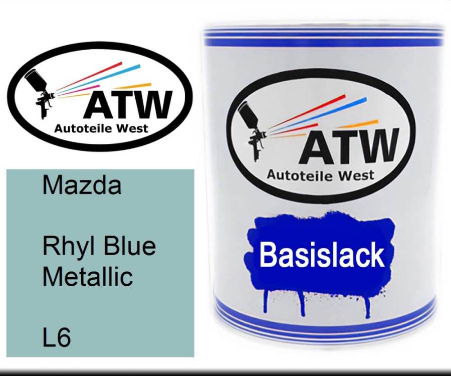 Mazda, Rhyl Blue Metallic, L6: 1L Lackdose, von ATW Autoteile West.